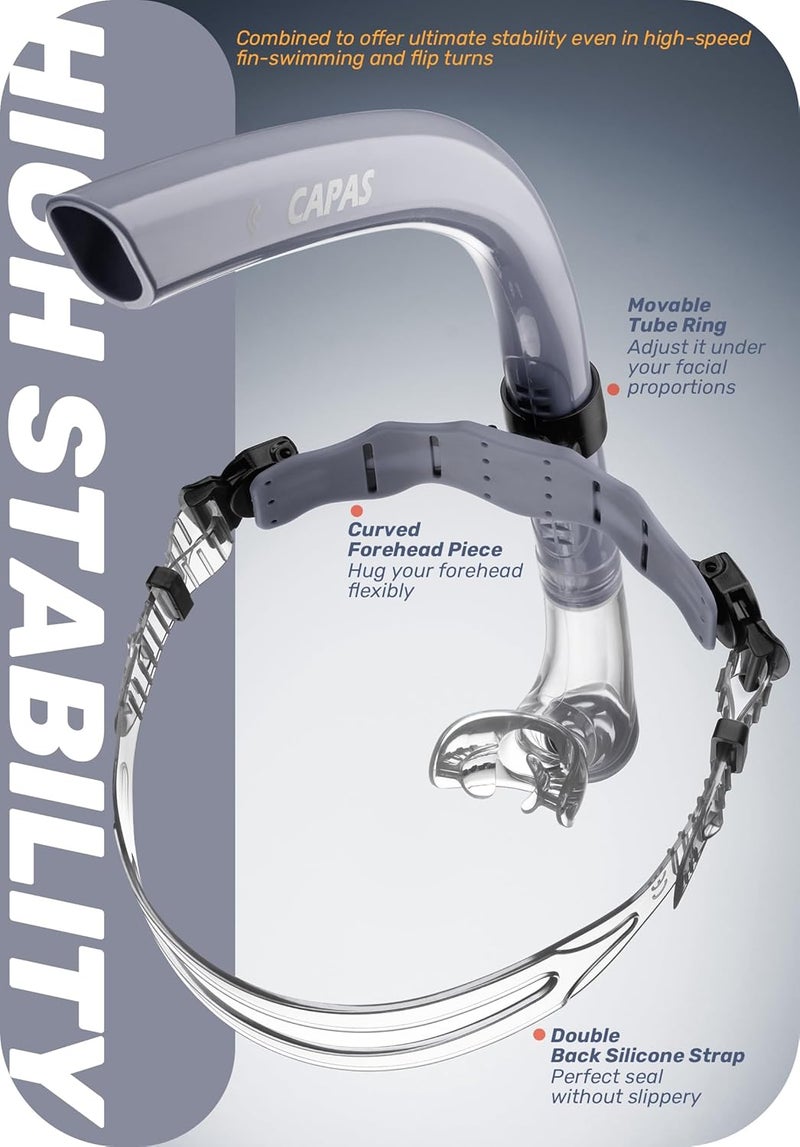 Capas Training Swim Snorkel for Lap Swimming, Swivel Headband Ultimate Fit Center-Mount Swimmers Snorkel with Liquid Silicone Mouthpiece Adjustable Strap, Designed for Adult Men Women - Image 4